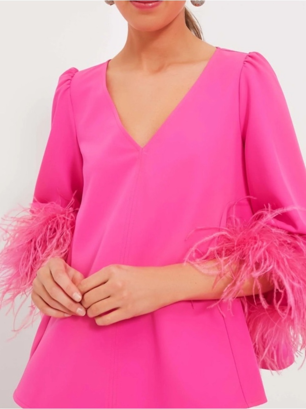 TUCKERNUCK Hot Pink Feather Easton Blouse